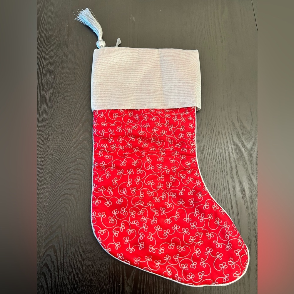 Red & Silver Christmas Stocking Holiday Tassel 18”